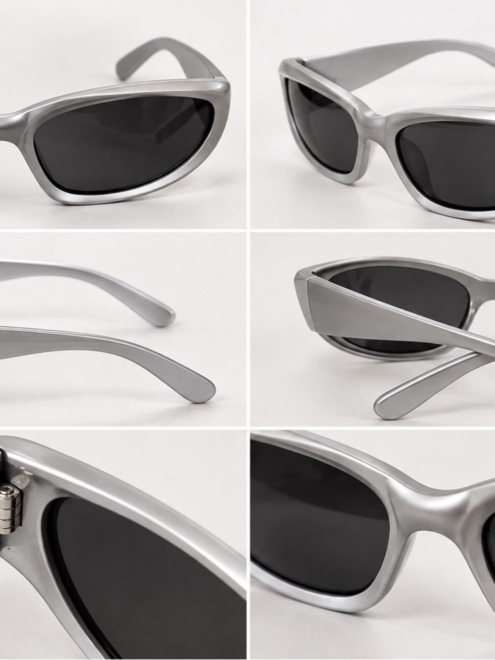 Men's Matte Silver Frame Sunglasses with Black Lenses